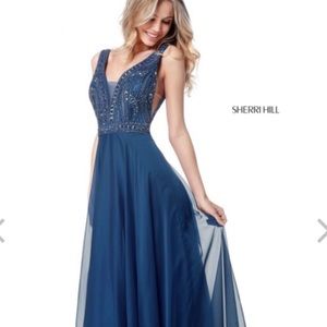 Teal Sherri hill prom dress